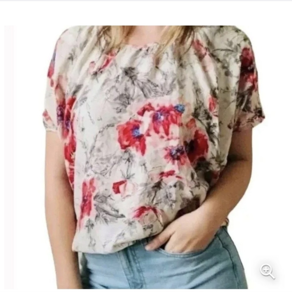 CAbi gypsy floral silk dolman sleeve blouse top sz small *C2 - Picture 1 of 8